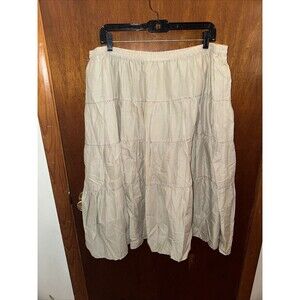Talbots Womens Beige Sparky Pleated Lagenlook Midi Skirt Size 20W